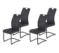 Hela Riga - Juego de 4 sillas de Comedor, Funda de Mezcla de Materiales, Color Antracita, Respaldo con asa, ergonómico, soporta hasta 120 kg