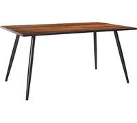 Hela Sabine Mesa de Comedor o Cocina de Madera procesada con Acabado en Madera Envejecida, Estructura de 4 Patas de Metal Negro, Aprox. 160 x 90 cm