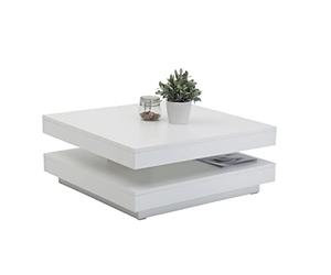 Hela Tische, Andy - Mesa de Centro, Mesa de Salón Cuadrada, Material Compuesto de Madera, Tablero Giratorio en 360°, Blanco, 67 X 67 X 35 cm