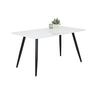 Hela Tische, Anika - Mesa de Comedor Rectangular, Madera lacada, Color Blanco Brillante, Estructura Redonda, Color Negro, 140 x 90 cm
