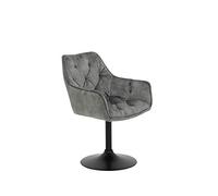 Hela Tische, Birte - Set de 1 butaca de Cocina giratoria, Asiento de Microfibra Aterciopelada, Color Gris, reposabrazos, Base metálica giratoria en 360º