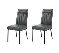 Hela Tische, Catania - Juego de 2 sillas de Cocina (Microfibra, Color Antracita, Asiento cómodo, Patas de Metal, 140 kg)