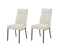 Hela Tische, Catania - Juego de 2 sillas de Comedor y sillas de Cocina, Funda de Tejido Beige, Asiento cómodo con muelles, Patas Redondas de Metal, soporta 140 kg, Certificado Oeko-Tex