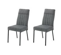 Hela Tische, Catania - Juego de 2 sillas de Comedor y sillas de Cocina, Funda de Tejido Gris, Asiento cómodo con muelles, Patas Redondas de Metal, soporta 140 kg, Certificado Oeko-Tex