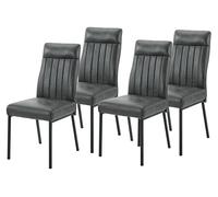 Hela Tische, Catania - Juego de 4 sillas de Cocina (Microfibra, Color Antracita, Asiento cómodo, Patas de Metal, 140 kg)
