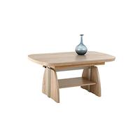 Hela Tische, Colin - Mesa Auxiliar (Material Compuesto de Madera, Revestimiento de Melamina, decoración Roble Sonoma, Extensible de 107 a 156 cm, Elevador para Regular La Altura, 53-69 cm)