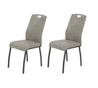 Hela Tische, Elif - Set de 2 sillas de Comedor o Cocina, tapizado de Microfibra Color Gris, Estructura de Metal, 4 Patas, Color Gris, Respaldo con asa, Capacidad de Carga 140 kg