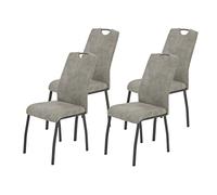 Hela Tische, Elif - Set de 4 sillas de Comedor o Cocina, tapizado de Microfibra Color Gris, Estructura de Metal, 4 Patas, Respaldo con asa, Capacidad de Carga 140 kg