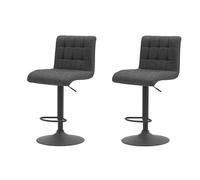 Hela Tische, Erika - Juego de 2 taburetes de Bar, con Funda de Tejido Antracita, Giratorio 360°, Altura Regulable, pie de Trompeta, Color Negro, Certificado Oeko-Tex, Libre de PFCfree