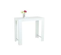 Hela Tische, Frieda - Mesa Alta Bistro, Material A Partir de Madera, Blanco, Patas en Forma de Trapecio, (120 X 58 X 108 cm), Reposapiés de Metal, Color Blanco