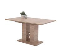 Hela Tische, Helena Mesa de Pedestal, Material a Partir de Madera Revestida de Melamina, decoración Roble Sonoma, Extensible con Apertura Sincronizada, 140-220 X 90 Cm