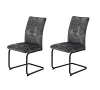 Hela Tische, Juego de 2 sillas de Comedor de Gel, Funda de Terciopelo Antracita, Ancho del Asiento XL, suspensión Ondulada, Estructura de Tubo Redondo, Color Negro, soporta 140 kg