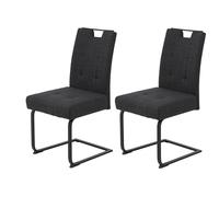 Hela Tische, Juego de 2 sillas de Comedor de Viena, Funda de Tejido Antracita, listón con asa, Asiento cómodo, Cesta de muelles, Ancho XL, soporta 140 kg