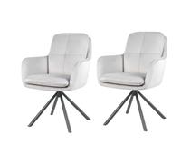 Hela Tische, Juego de 2 sillas giratorias Parma, Funda de Terciopelo Gris Claro, Soporte de Tubo Redondo, Giratorio 360°, cojín Grueso, soporta hasta 120 kg