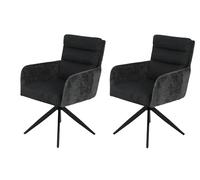 Hela Tische, Leandra - Juego de 2 sillas de Comedor con reposabrazos, Color Antracita, Ancho XL, Cesta con muelles, Giratorio 180°