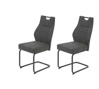 Hela Tische, Linda Set de 2 Sillas de Comedor, Sillas Cantilever, Antracita Vintage, Estructura de Tubo Redondo Gris, Cómodo Asiento con Muelles, Capacidad de Carga de 140 Kg