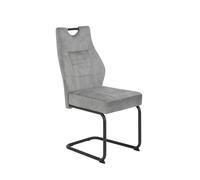 Hela Tische, Linda Silla Cantilever, Velur Aterciopelado Plateado, Estructura de Tubo Redondo Gris, Asiento Confortable con núcleo de muelles, soporta hasta 140 kg, Paquete de 1 Unidad