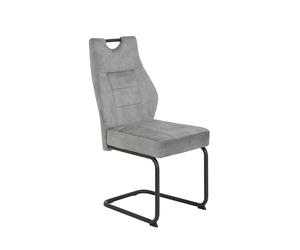 Hela Tische, Linda Silla Cantilever, Velur Aterciopelado Plateado, Estructura de Tubo Redondo Gris, Asiento Confortable con núcleo de muelles, soporta hasta 140 kg, Paquete de 1 Unidad