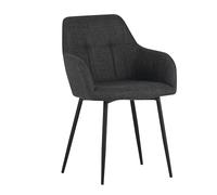 Hela Tische, María - Butaca de comedor, tapizado de antracita, reposabrazos, estructura metálica de 4 pies en negro, soporta hasta 120 kg
