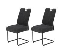 Hela Tische, Merkur Set de 2 sillas de Comedor, tapizado de Pana de Canal Ancho Antracita, Asiento cómodo con núcleo de muelles, Ancho del Asiento XL, soporta 140 kg, Estructura de Metal Cantilever