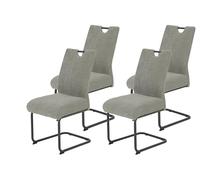 Hela Tische, Merkur Set de 4 sillas de Comedor, tapizado de Pana de Canal Ancho Gris, Asiento cómodo con núcleo de muelles, Ancho del Asiento XL, soporta 140 kg, Estructura de Metal Cantilever