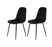 Hela Tische, Mira Set de 2 sillas de Comedor o Cocina, tapizado en Velur Aterciopelado Negro, Estructura de Tubo Redondo Negro, Acolchado pespunteado en Rombos
