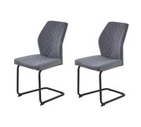 Hela Tische, Oslo - Juego de 2 sillas de Cocina con Funda de Terciopelo y Terciopelo Gris Oscuro, Estructura de Metal de Tubo Redondo, Color Negro, Pespunte en Rombos, soporta hasta 140 kg