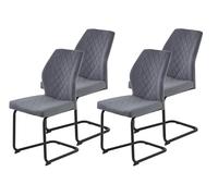 Hela Tische, Oslo - Juego de 4 sillas de Cocina con Funda de Terciopelo y Terciopelo Gris Oscuro, Estructura de Metal de Tubo Redondo, Color Negro, Pespunte en Rombos, soporta hasta 140 kg