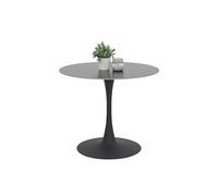 Hela Tische, Paola Mesa de Comedor Redonda con Acabado Efecto mármol, Placa de Piedra sinterizada de 16 mm, diámetro 90 x 75 cm, Color Negro Mate