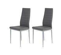 Hela Tische, Simone - Juego de 2 sillas de comedor (piel sintética, estructura redonda, aluminio, pespunteada), color gris