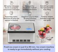 Heladera Inteligente Dolce Bacio Heladera de Yogur Compresor 2 litros Wifi Digital Acero inoxidable Klarstein