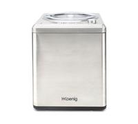 H.Koenig HF340 Máquina Para Hacer Helados Caseros y Sorbetes Profesionales, Heladera Con Compresor, 180 W, 2 Litros, Preparación 30 Mins, Pantalla LCD, Conservación En Frío, Acero Inoxidable
