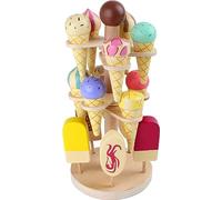 Heladero móvil de madera con pie pequeño, accesorios para tiendas de abarrotes y cocinas infantiles, a partir de 3 años, 1248