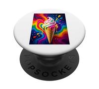 Helado arcoíris derritiéndose en una Vibrante tormenta de Colores Pop-Art PopSockets PopGrip Adhesivo