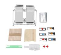 Helado de acero inoxidable, máquina para hacer paletas de hielo de 6 cavidades, herramienta de cocina para helado casero con borde de soldadura sin costuras, incluye 50 varillas y (Placa plana de