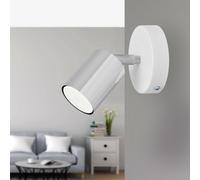 HELAM Aplique de pared Tune II, blanco/cromo, metal, E27, Ø 5,5 cm