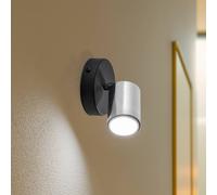 HELAM Aplique de pared Tune II, negro/cromo, metal, E27, Ø 5,5 cm