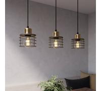 HELAM Lámpara colgante Edison en negro/cobre, 3 luces, larga