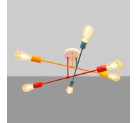 HELAM Plafón Cambridge, 6 luces naranja-rojo-turquesa