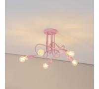 HELAM Plafón Oxford, rosa claro, Ø 47 cm, metal, 5 luces