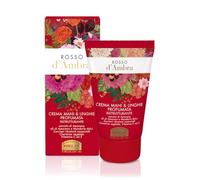 Helan, Rojo ámbar - Crema perfumada reestructurante de manos y uñas para piel seca y agrietada, crema hidratante con vitamina C y vitamina E antioxidantes y aceite de almendras dulces reparador, 50 ml