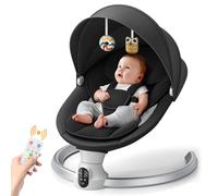 Helangel - Silla mecedora eléctrica para bebé desde el nacimiento con aplicación móvil y control remoto para recién nacido hasta 9 kg de peso con arnés de seguridad de 5 puntos (negro)