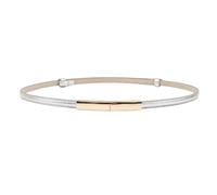 HELBAY Cinturón elástico ajustable para mujer, cinturón fino de cuero con hebilla dorada, cinturón delgado para mujer,Plata,95x1cm