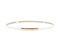 HELBAY Cinturón elástico ajustable para mujer, cinturón fino de cuero con hebilla dorada, cinturón delgado para mujer,Blanco,95x1cm