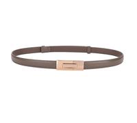 HELBAY Cinturón fino de piel de vaca suave para mujer - Cinturón de vestir negro ajustable con hebilla decorativa,Gris,95 x 1,8 cm