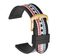 HELBAY Men's Braided Nylon Silicone Watch Strap, 20mm/22mm, Replacement Strap Accessory,Oro rayado,22 mm