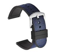 HELBAY Men's Braided Nylon Silicone Watch Strap, 20mm/22mm, Replacement Strap Accessory,Plata azul real,20 mm