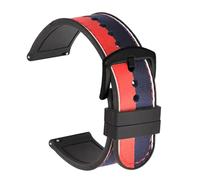 HELBAY Men's Braided Nylon Silicone Watch Strap, 20mm/22mm, Replacement Strap Accessory,Rojo Azul Negro,22 mm