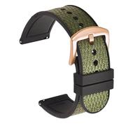 HELBAY Men's Braided Nylon Silicone Watch Strap, 20mm/22mm, Replacement Strap Accessory,Verde militar oro rosa,22 mm