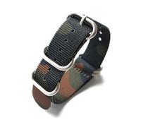 HELBAY Men's Camouflage Nylon Watch Strap, 18/20/22/24mm, Green/Blue Camouflage,Ciervo plateado de color A,18 mm